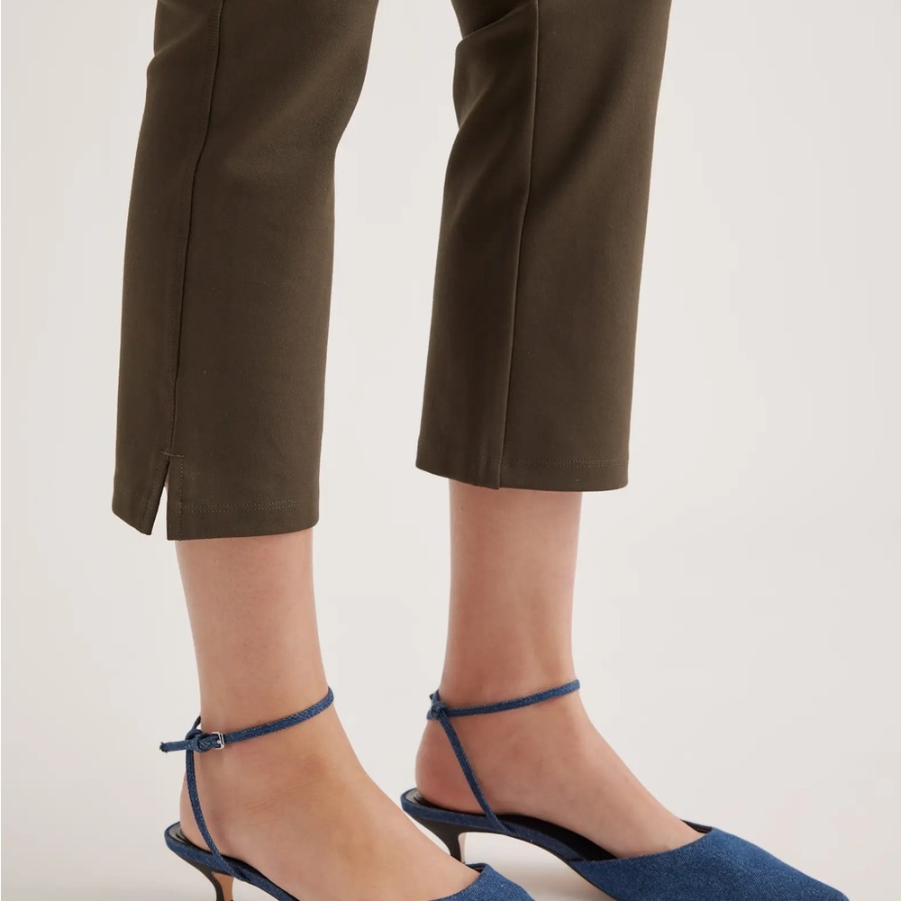 Quince Olive Ultra-Stretch Ponte Kick Flare Pants | Size S | Pull-On - Picture 3 of 9